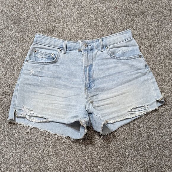 NO BOUDARIES Blue Denim High Rise, Distressed Cut-Off Jean Shorts; Size 9 - Picture 1 of 4